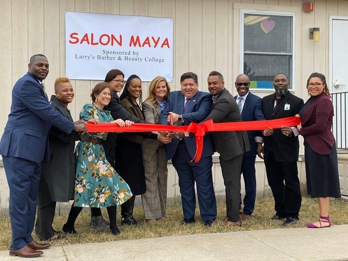 Earlier Thursday, Governor Pritzker was in Warrenville to help cut the ribbon on a new barber college and cosmetology school for incarcerated young people.