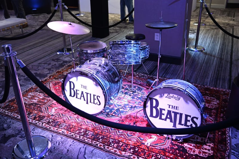 Drum set belonging to Ringo Starr behind ropes