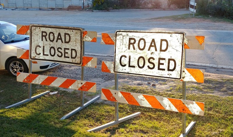 Road Closed sign