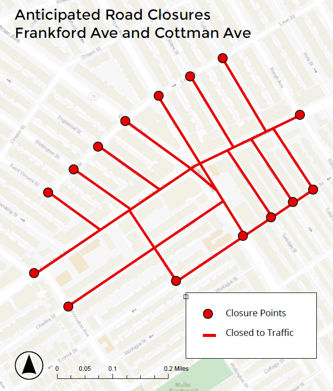 Road closures, Frankford and Cottman, Feb. 9, 2025