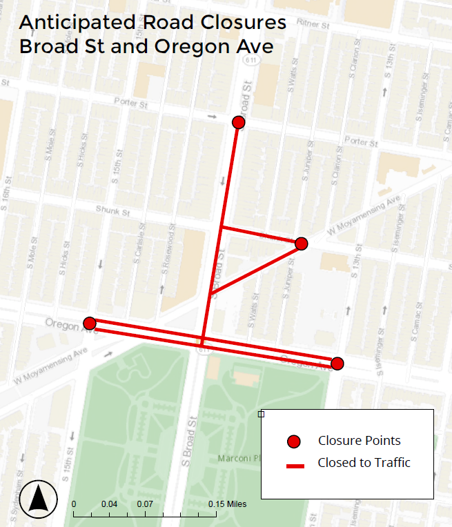 Road closure, South Broad Street, Feb. 9, 2025