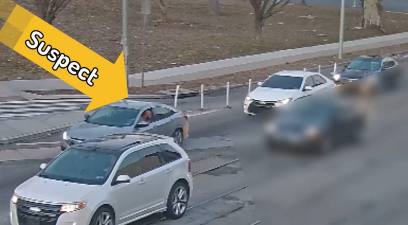 Screenshot from surveillance video showing the suspect in a Monday shooting in West Philadelphia.