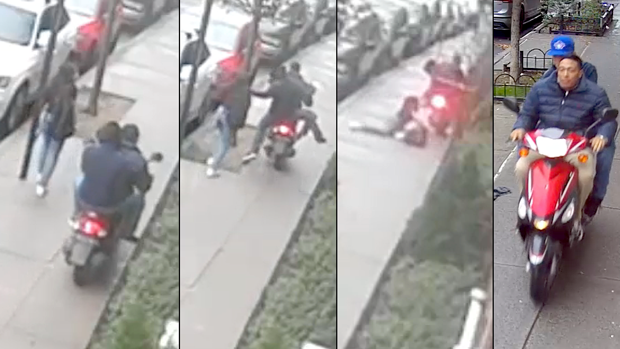 VIDEO: Men on moped drag girl, 12, down sidewalk in Queens robbery spree