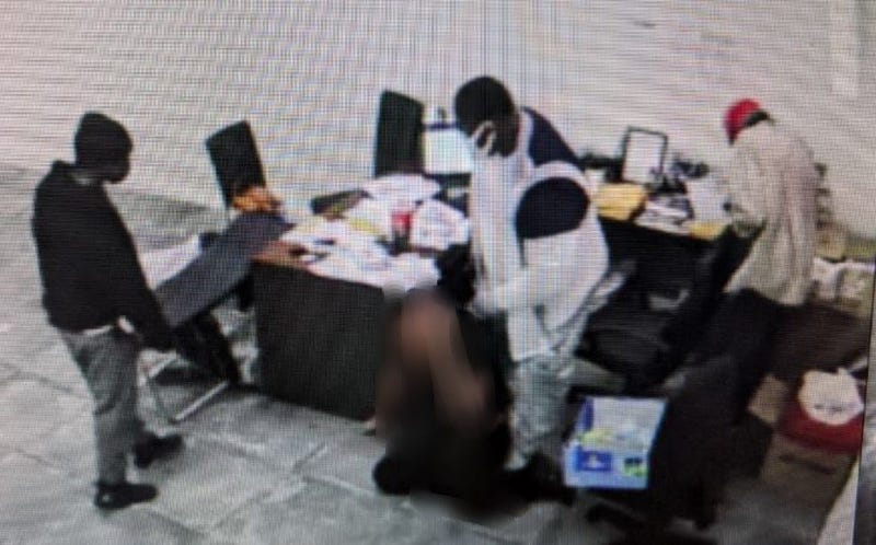 Surveillance snapshot of robbery suspects from 6-15-20