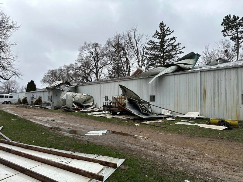 Damage at Huntoon Stables, debris outside