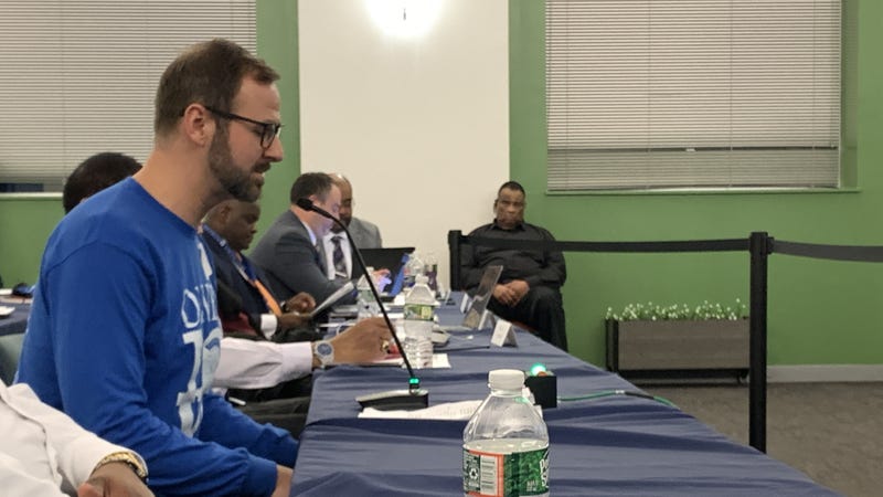 Olney High School principal Michael Roth testifies before the Philadelphia Board of Education on Thursday, Jan. 30.