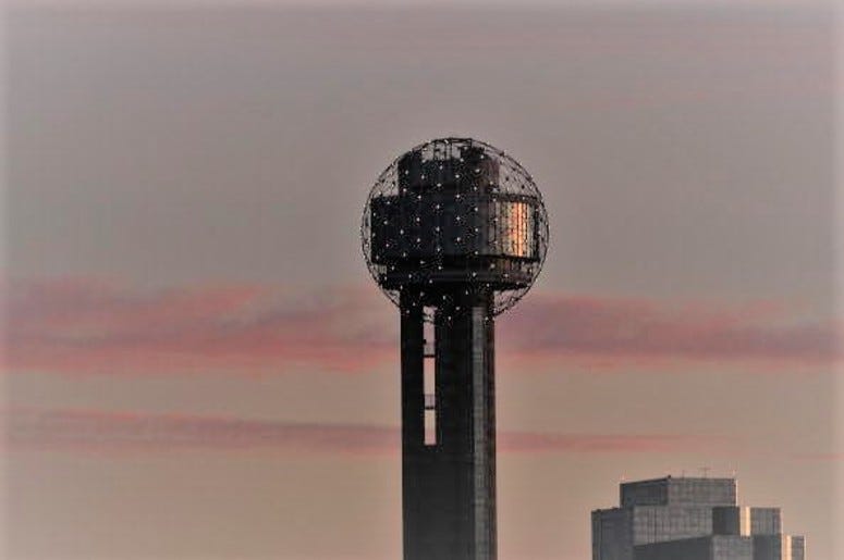 Reunion Tower at sunset 