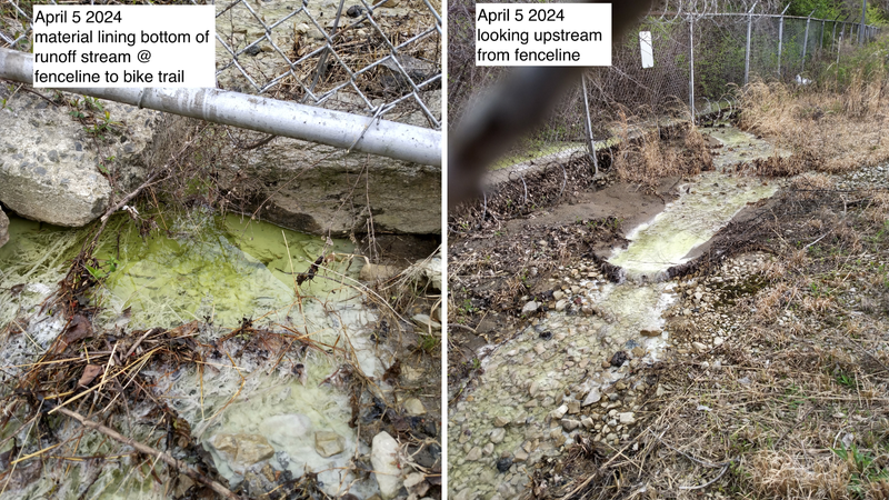 Andy Switzer discovered unusual runoff at Bartram's Garden, dated April 5, 2024, and reported it to the Pennsylvania Department of Environmental Protection. 