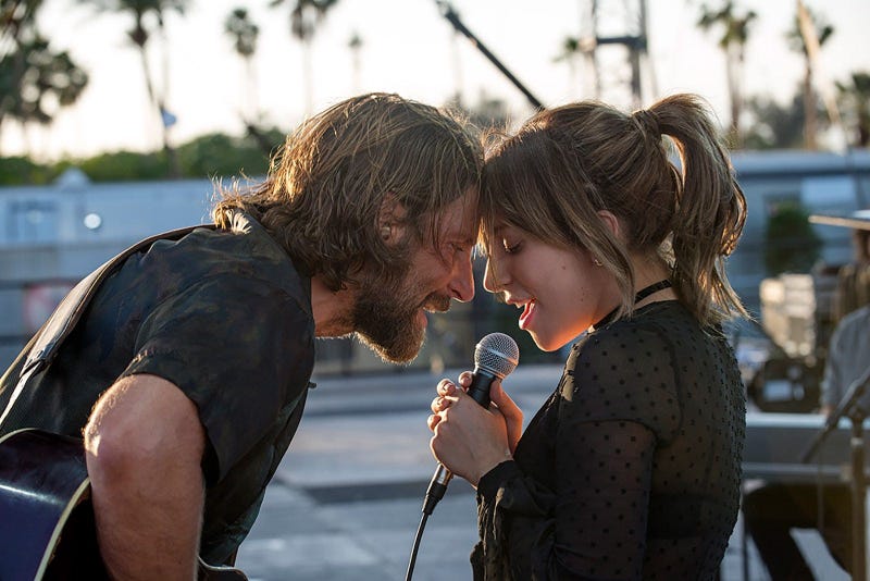 Bradley Cooper, left, and Lady Gaga in a scene from the latest reboot of the film "A Star is Born."