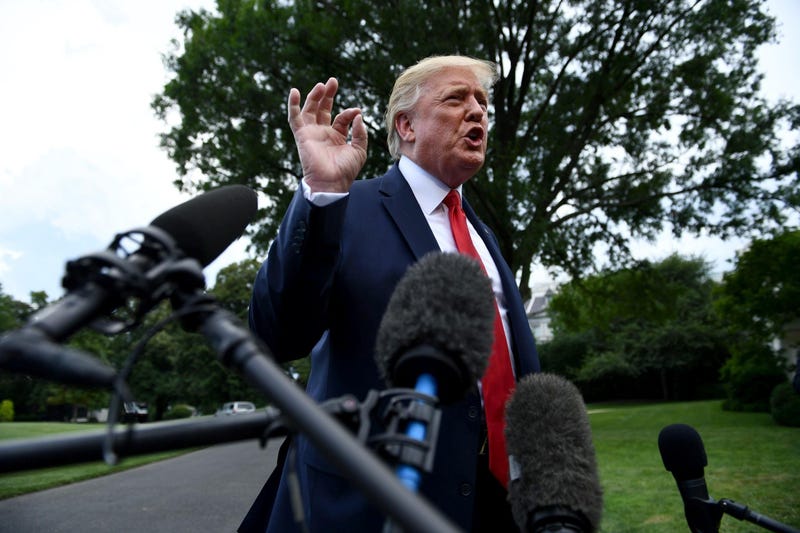 President Donald Trump speaks to the press as he departs the White House in Washington, DC, on July 17, 2019. Trump announced on Thursday that he will nominate Gene Scalia, former Justice Antonin Scalia's son, as secretary of labor.