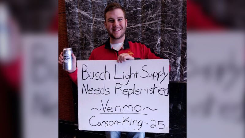 Carson King College Gameday sign