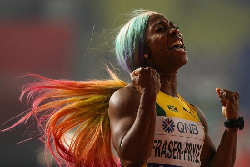 Shelly-Ann Fraser-Pryce further staked her claim as one of the greatest female sprinters of all time by storming to victory in the women's 100 meters final at the World Championships in Doha.