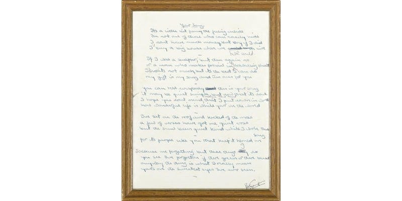 Handwritten lyrics to some of Elton John's biggest hits to be auctioned 