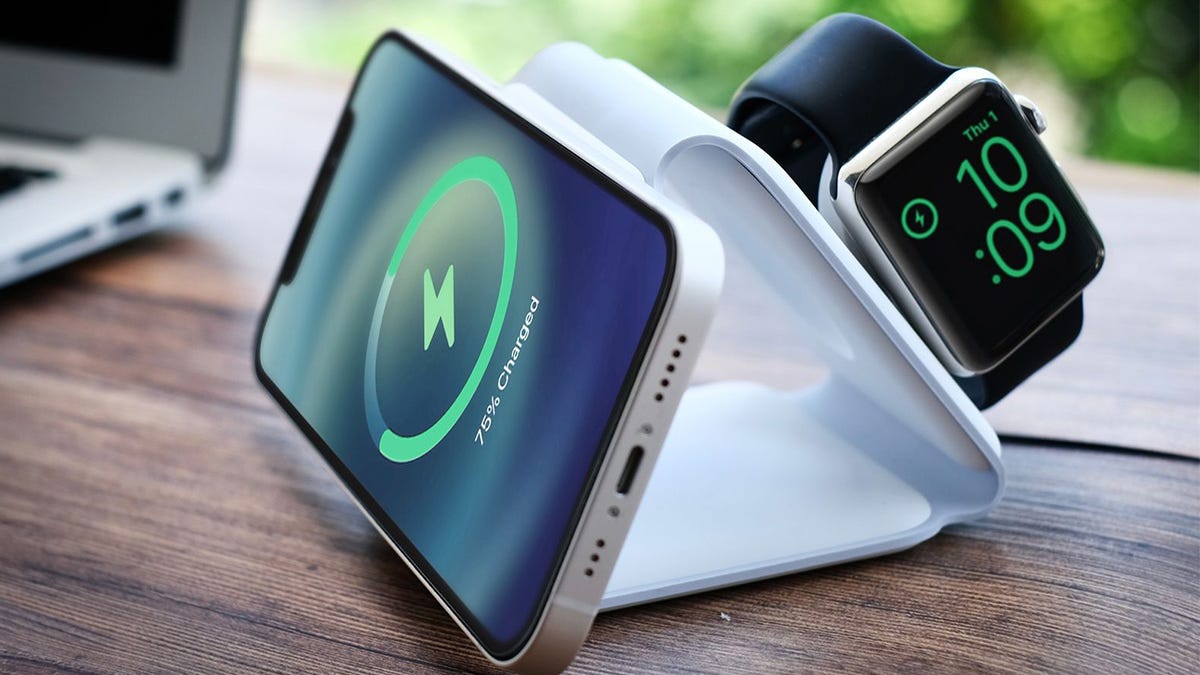Gas up 3 devices at once with this floating charging stand
