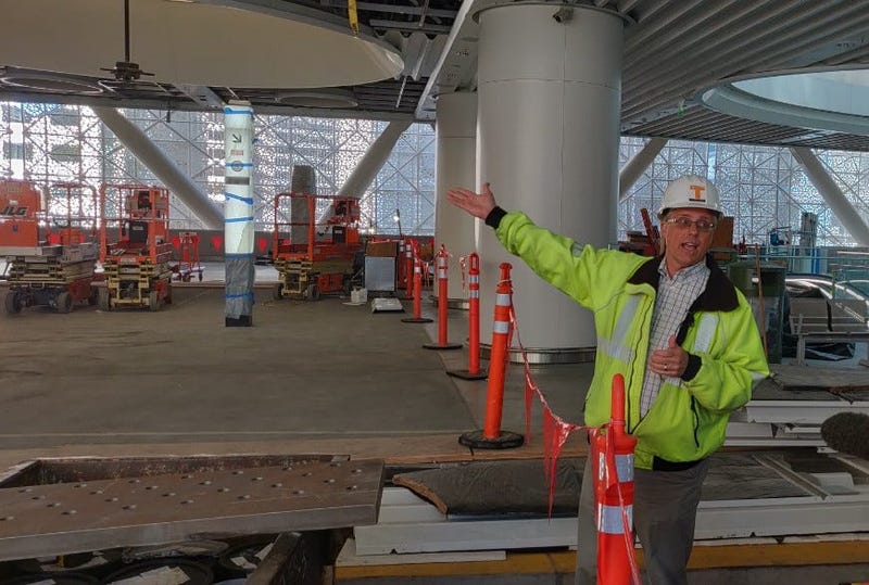 Dennis Terchon with the Transbay Joint Powers Authority during a tour of the Salesforce Transit Center in San Francisco.