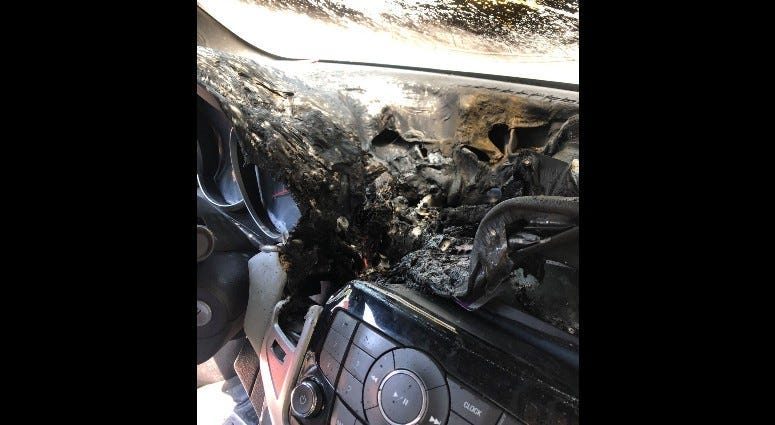 Fire investigators believe a bottle of hand sanitizer left on a car's dashboard sparked a fire Thursday afternoon in Waukegan.