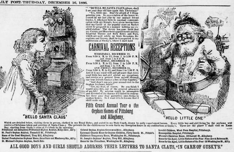 Writing letters to Santa through Gusky's department store