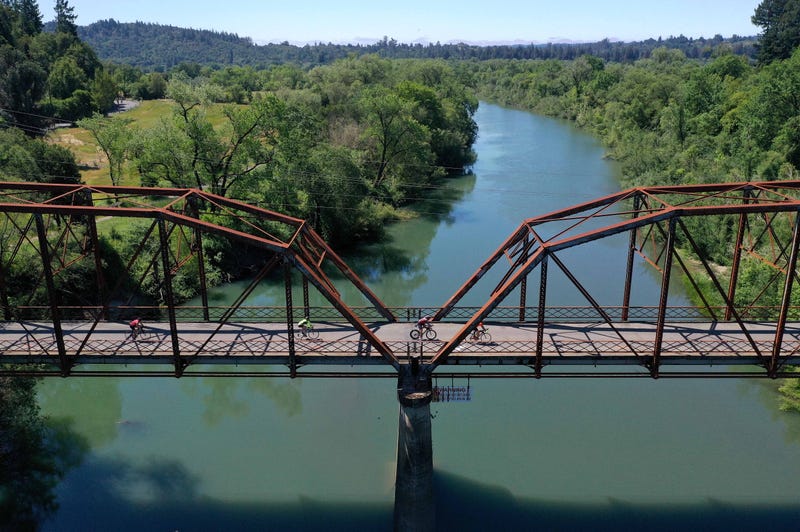 A bridge in Santa Rosa, California during the Ironman triathlon 