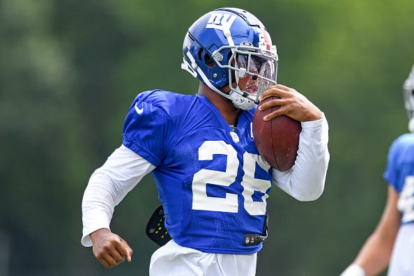 Saquon Barkley at Giants training camp. 