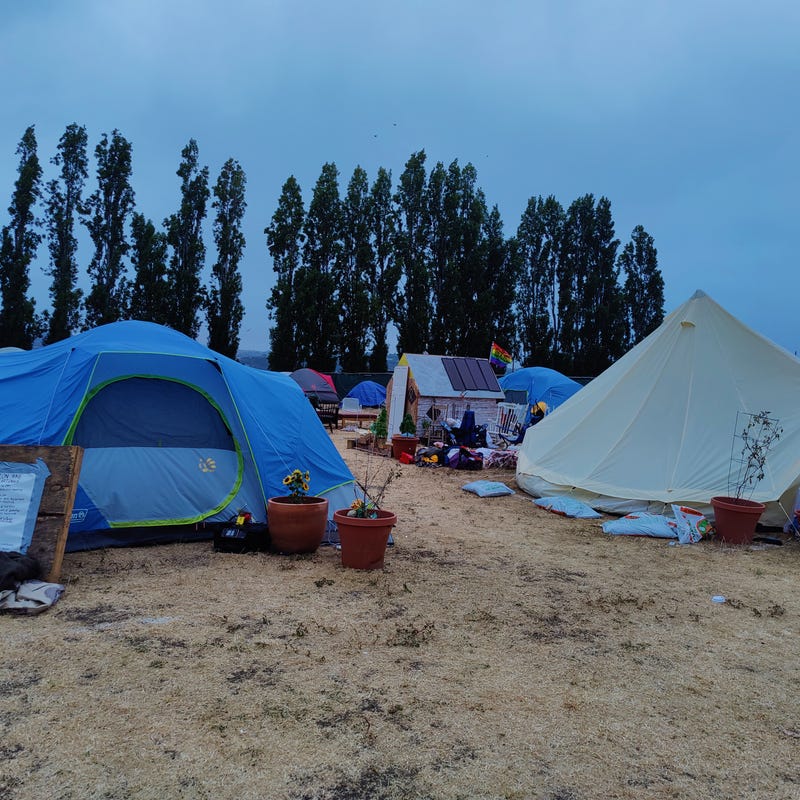Tents set up in Sausalito.