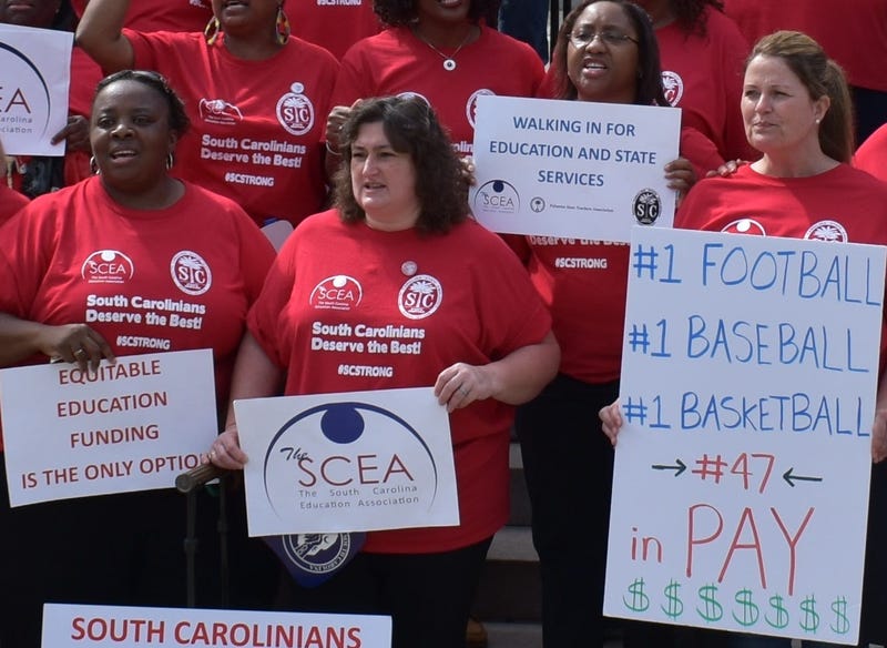 teachers at rally in Columbia