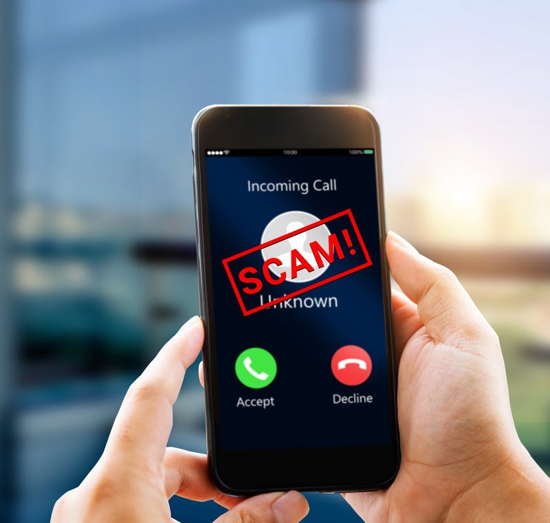 phone with scam call coming in