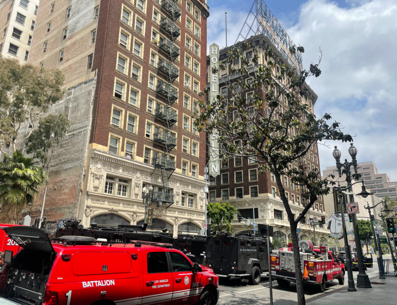 Scene outside hotel