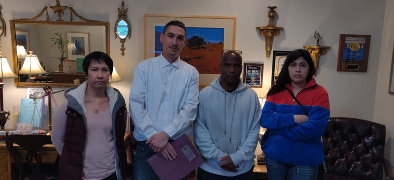 Mataresa Martinez, Michael Rodriguez, Andre Blakely and Annette Revas, allege that they've suffered emotional distress after their employer at a seniors home in Santa Rosa blamed workers for abandoning residents during the Tubbs Fire.