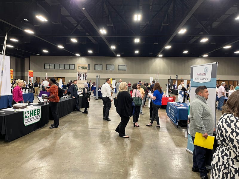 School districts and job seekers at the Esports Stadium in Arlington on Monday, April 10, 2023.
