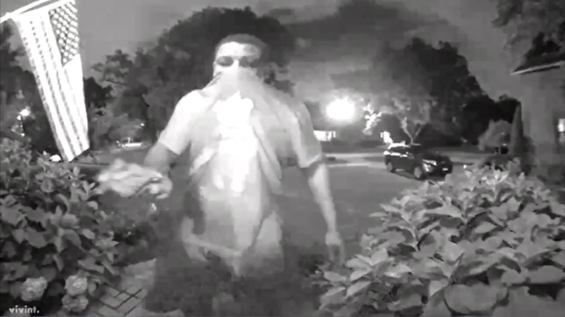 Surveillance images of a man wanted in connection with a series of burglaries in August in Mount Greenwood