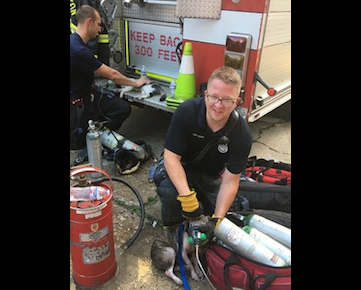 Evanston Fire Department rescued four animals after extinguishing a fire, Aug. 20, 2019. 