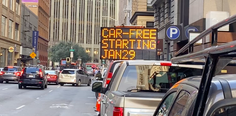 Private cars will be banned from a long section of Market Street beginning Jan. 29, 2020 in San Francisco.