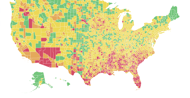 Harvard Color-Coded Covid Map