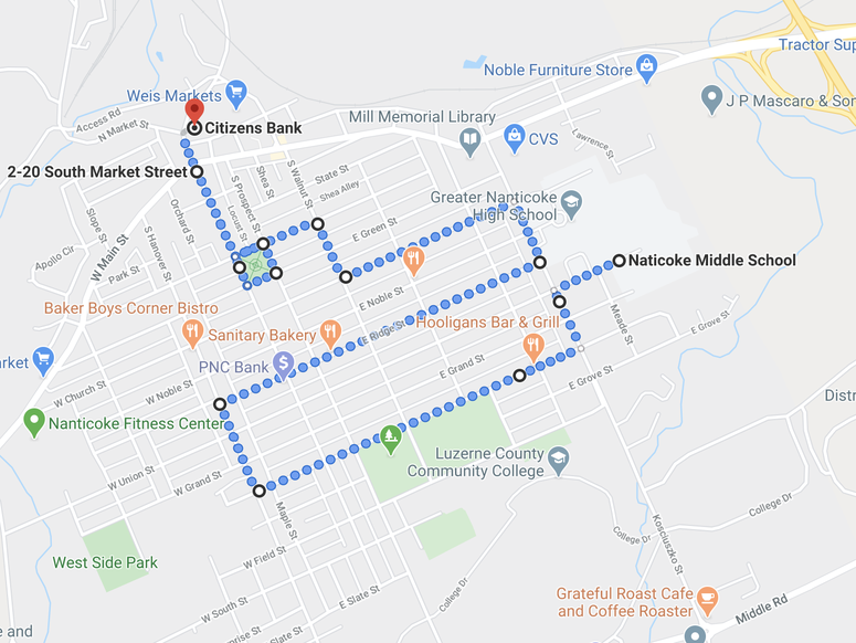 Parade Route for Rockin the County from Google