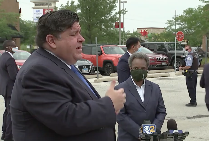 Governor Pritzker said he and Mayor Lightfoot talked earlier Monday as looting broke out from the North Side to the South Loop.  He said the state is offering help.