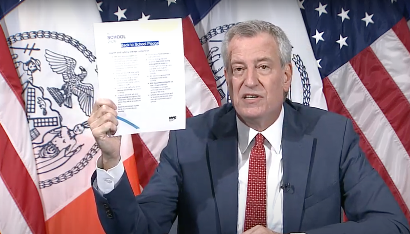 De Blasio schools pledge