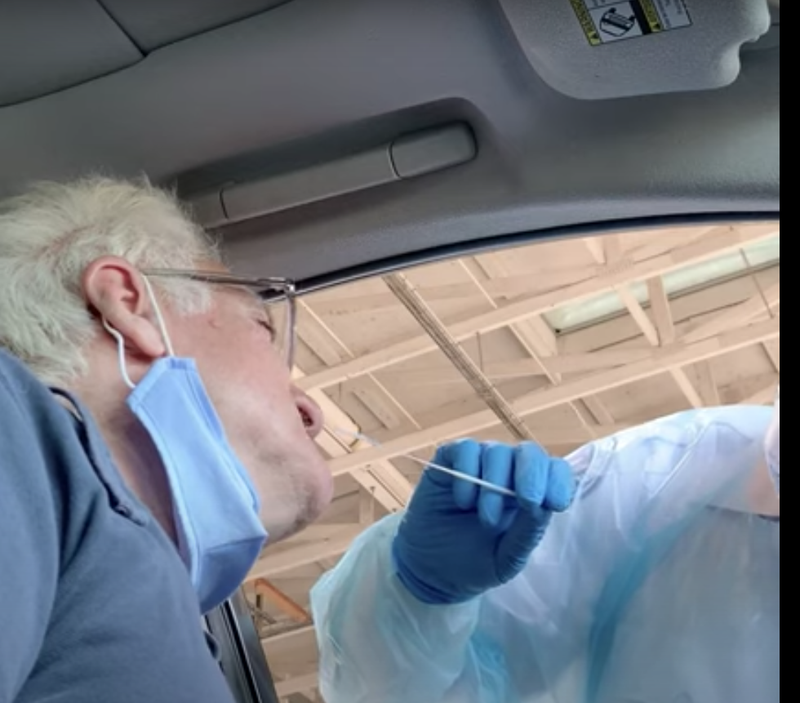 There goes the swab, right up my nose.