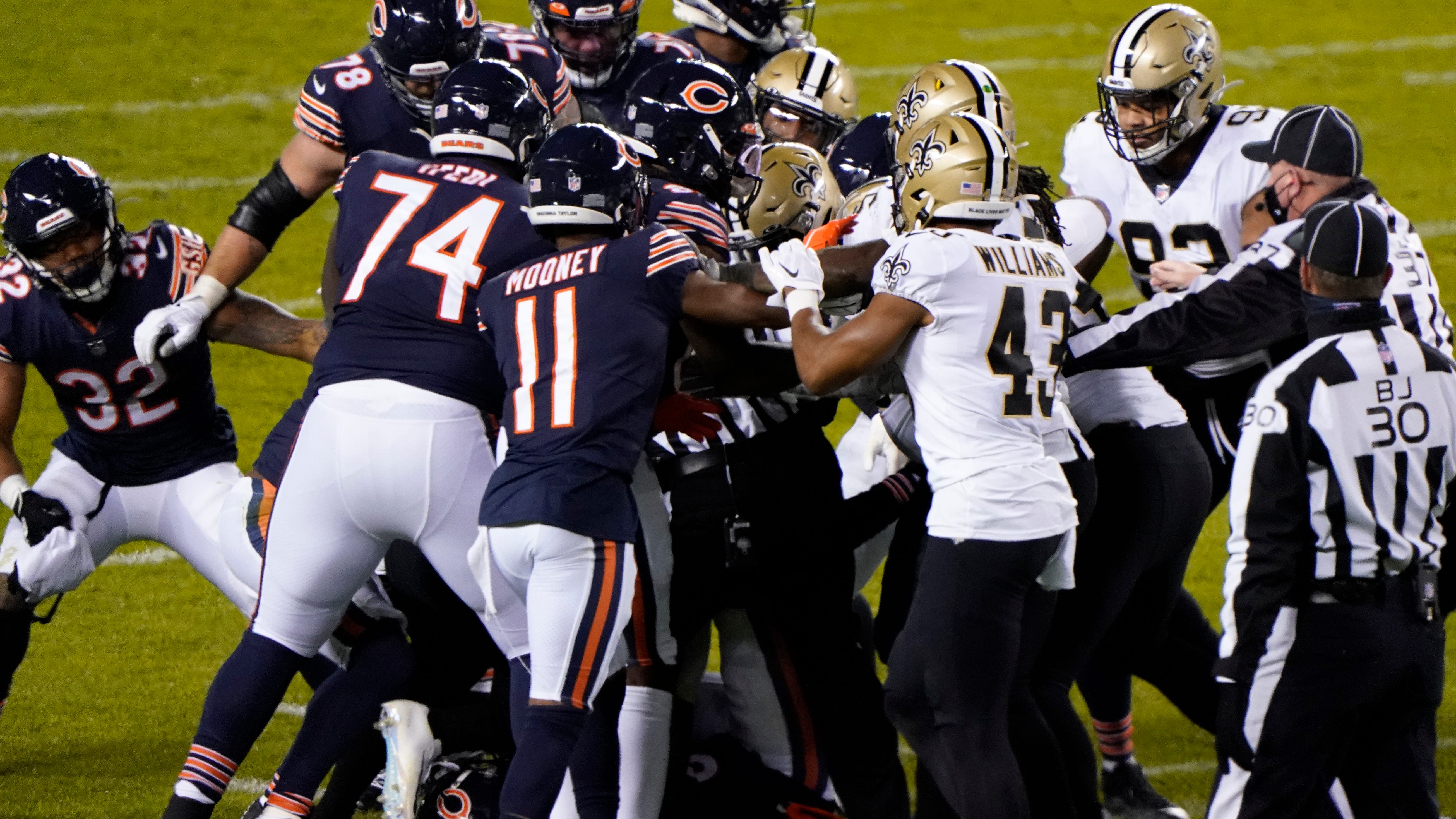 Social media reacts to bizarre sucker punch in Bears-Saints game: 'Is this the NFL?'