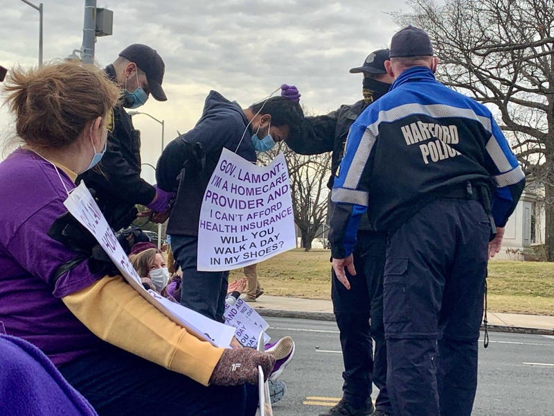 SEIU 1199 NE Home Care worker protest arrests