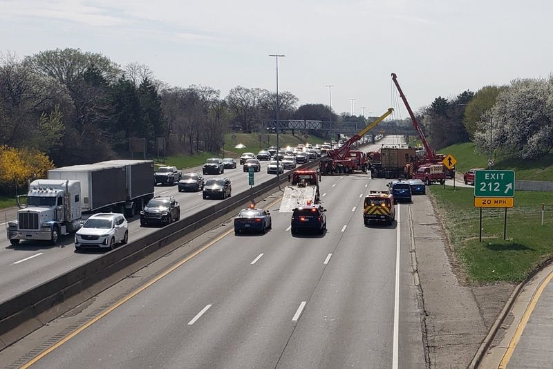 overturned semi on I-94