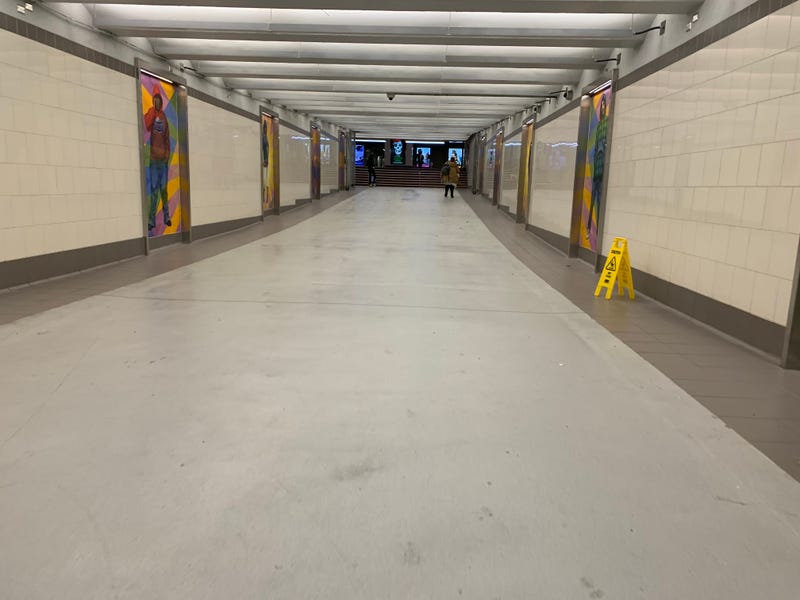 Philadelphia police say a man stabbed a woman in a SEPTA concourse at 15th Street and JFK Boulevard in Center City on Tuesday night.