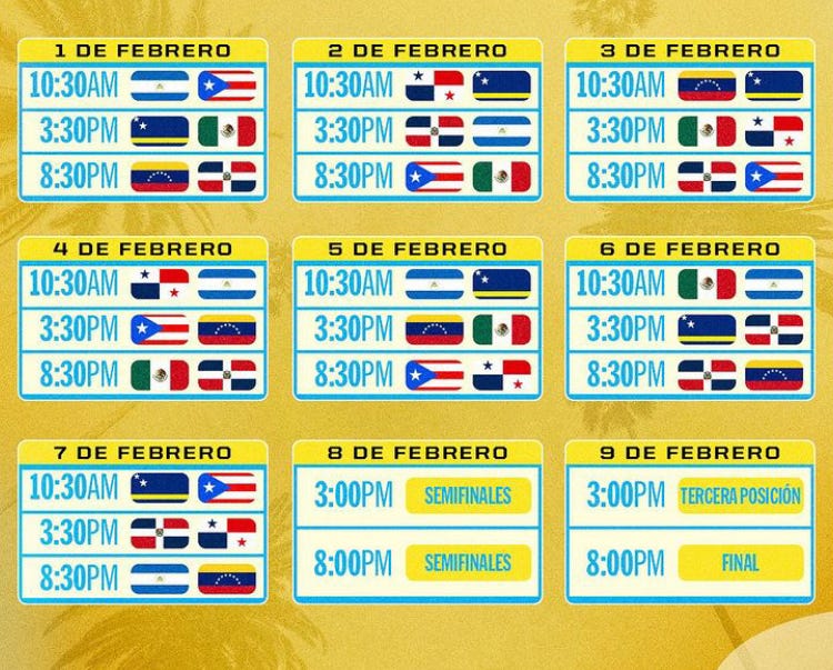 Calendario de juegos de la serie del Caribe 2024
