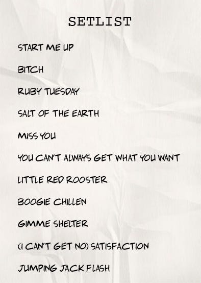 Image of The Rolling Stone written setlist