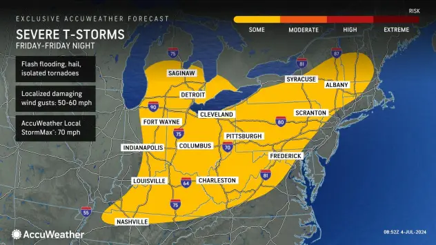 AccuWeather map shows storms on Friday