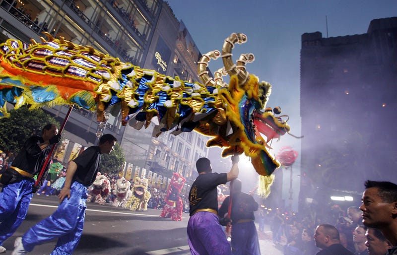 Members of a dragon team perform during the San Francisco Chinese New Year Parade of March 2007. This year’s parade begins on Saturday, February 8 at 5:15pm from Market and 2nd Streets.