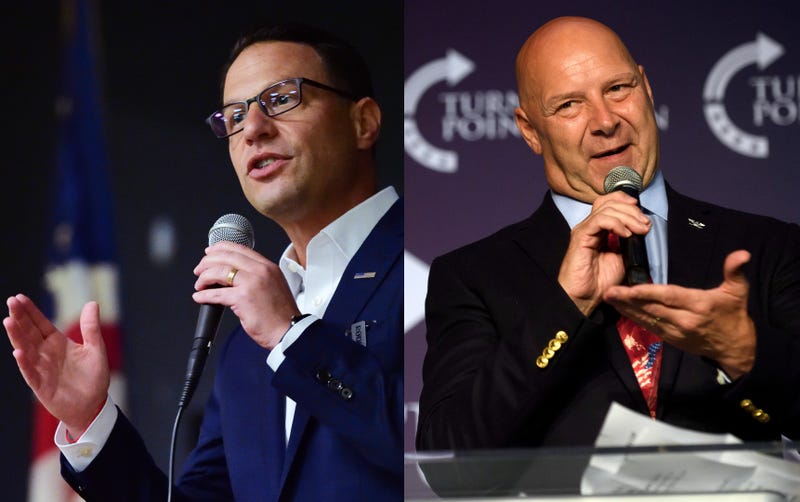 Pennsylvania gubernatorial candidates Josh Shapiro (left) and Doug Mastriano