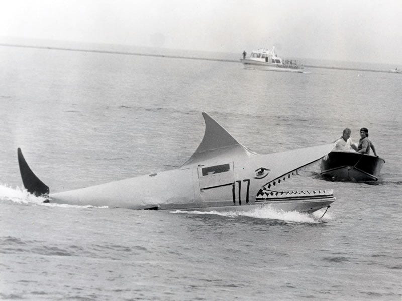 A shark boat at the Chicago Air and Water Show.