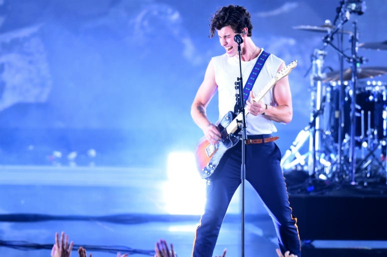 NEW YORK, NY - AUGUST 20: Shawn Mendes performs onstage during the 2018 MTV Video Music Awards at Radio City Music Hall on August 20, 2018 in New York City.