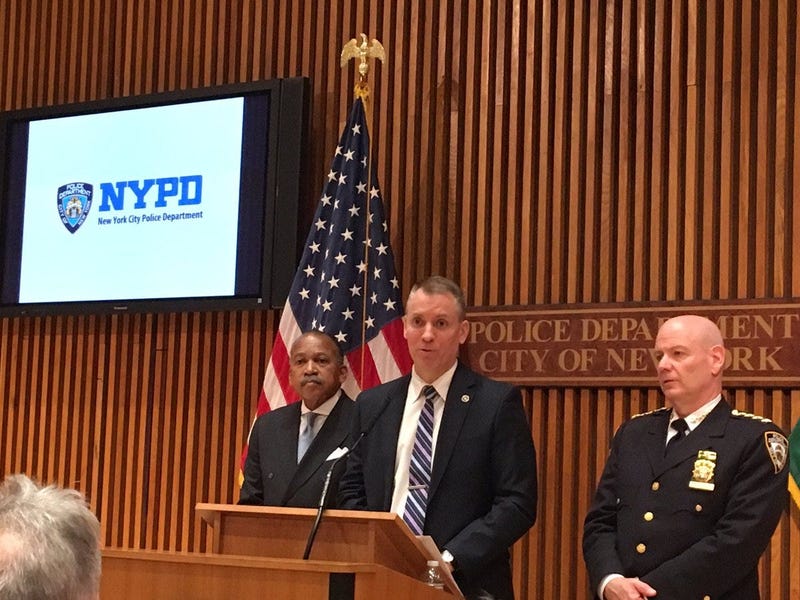 NYPD Chief of Detectives Dermot Shea at news conference on Frank Cali shooting.