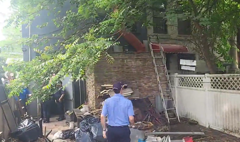 A 43-year-old man was killed by a collapsing shed while working in Brooklyn Thursday morning.